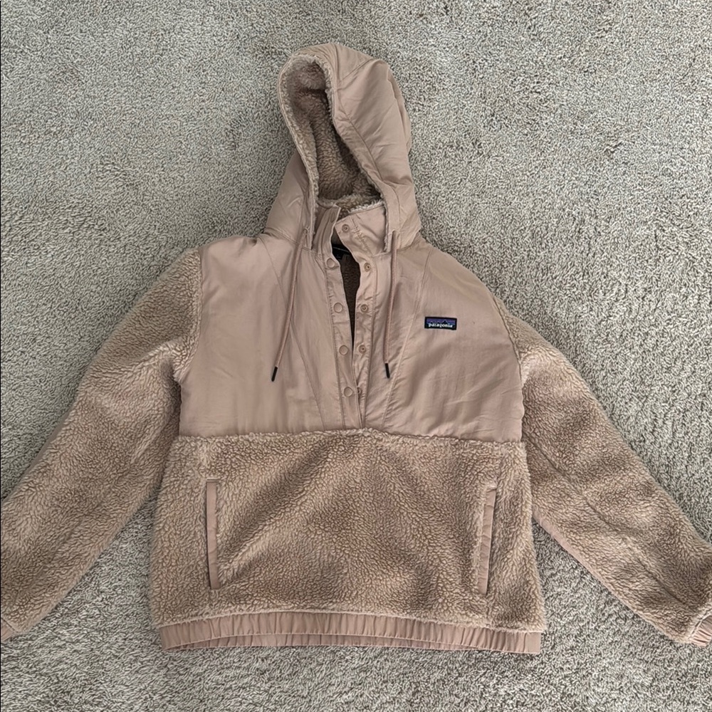 Patagonia Teddy Jacket in Light Pink and Tan